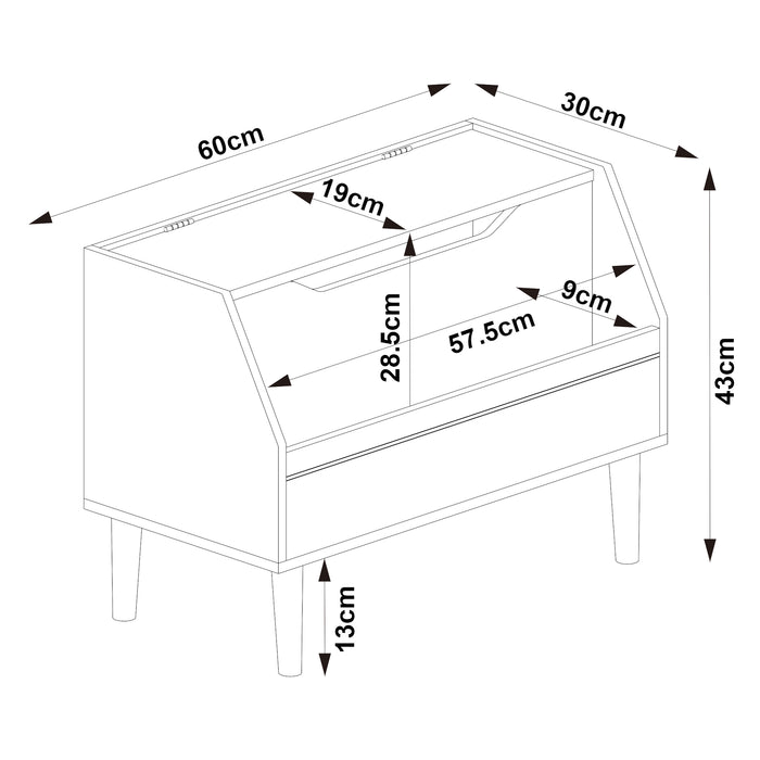 Mobile Contenitore Portagiochi Aavanrar con Scomparto Aperto e Chiuso - Bianco [en.casa]