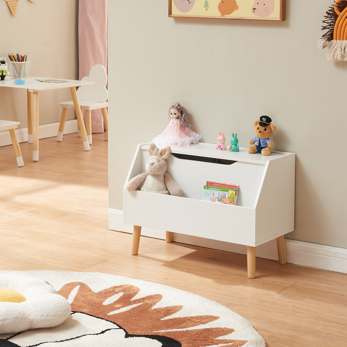 Mobile Contenitore Portagiochi Aavanrar con Scomparto Aperto e Chiuso - Bianco [en.casa]