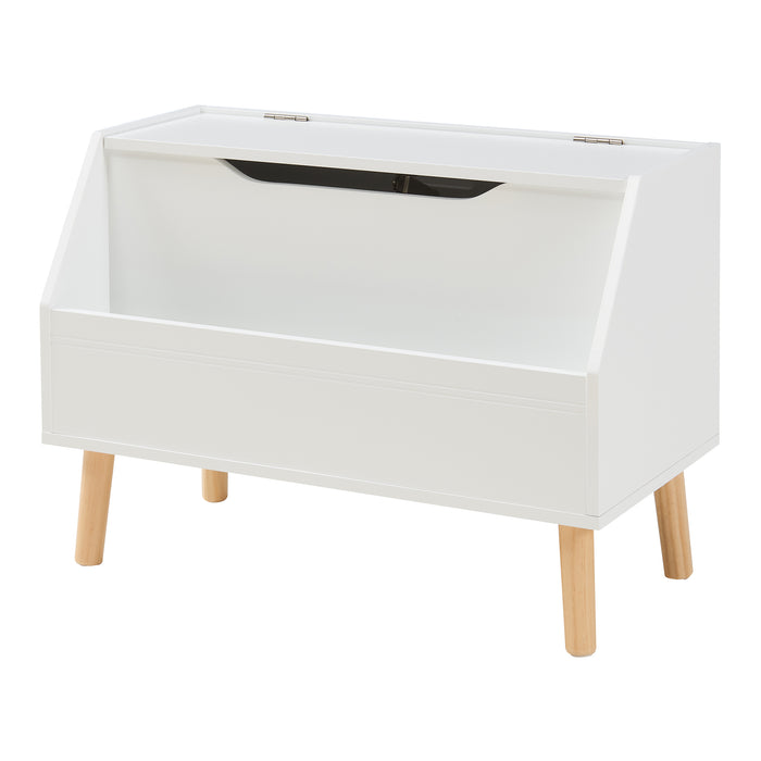 Mobile Contenitore Portagiochi Aavanrar con Scomparto Aperto e Chiuso - Bianco [en.casa]