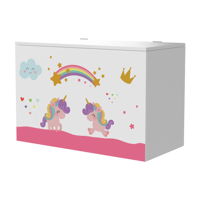 Baule 'Oleiros' per Giocattoli Cassapanca per Cameretta - Decorazione Unicorno [en.casa]