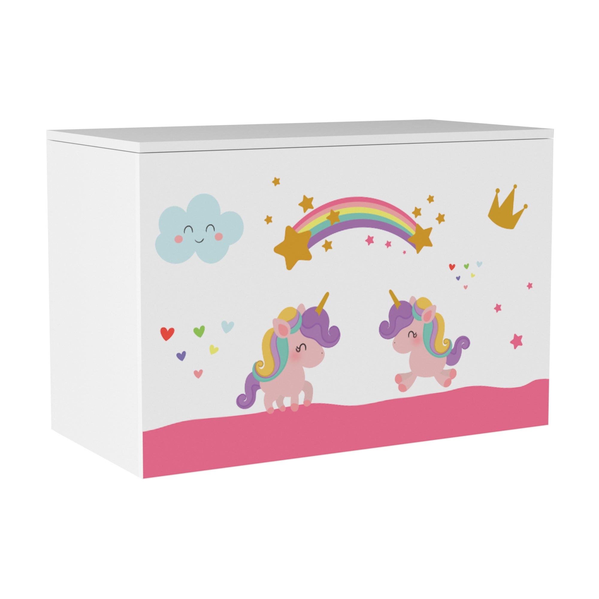 Baule 'Oleiros' per Giocattoli Cassapanca per Cameretta - Decorazione Unicorno [en.casa]
