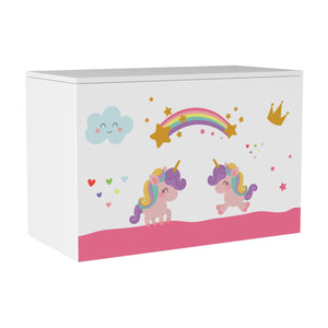Baule 'Oleiros' per Giocattoli Cassapanca per Cameretta - Decorazione Unicorno [en.casa]