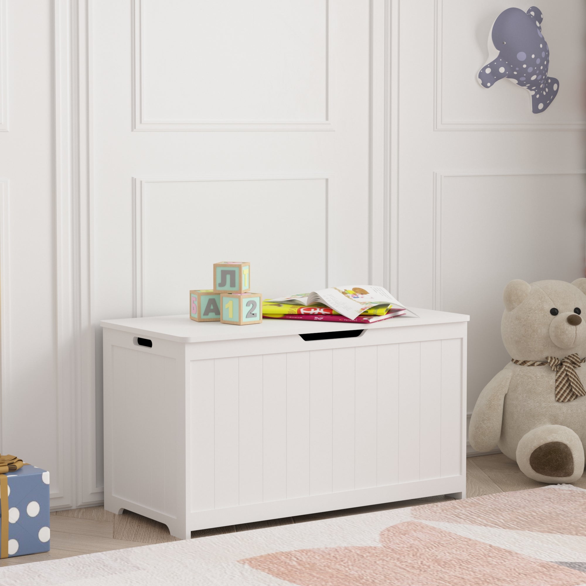 Baule Podek per Giocattoli Cassapanca per Soggiorno Corridoio - Bianco [en.casa]