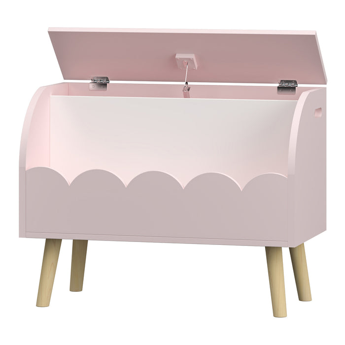 Mobile Contenitore Vestnes Portagiocattoli per Cameretta con Vano Chiuso e Aperto - Rosa/Bianco [en.casa]