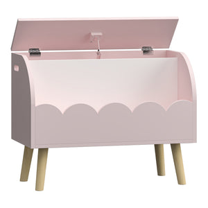 Mobile Contenitore Vestnes Portagiocattoli per Cameretta con Vano Chiuso e Aperto - Rosa/Bianco [en.casa]