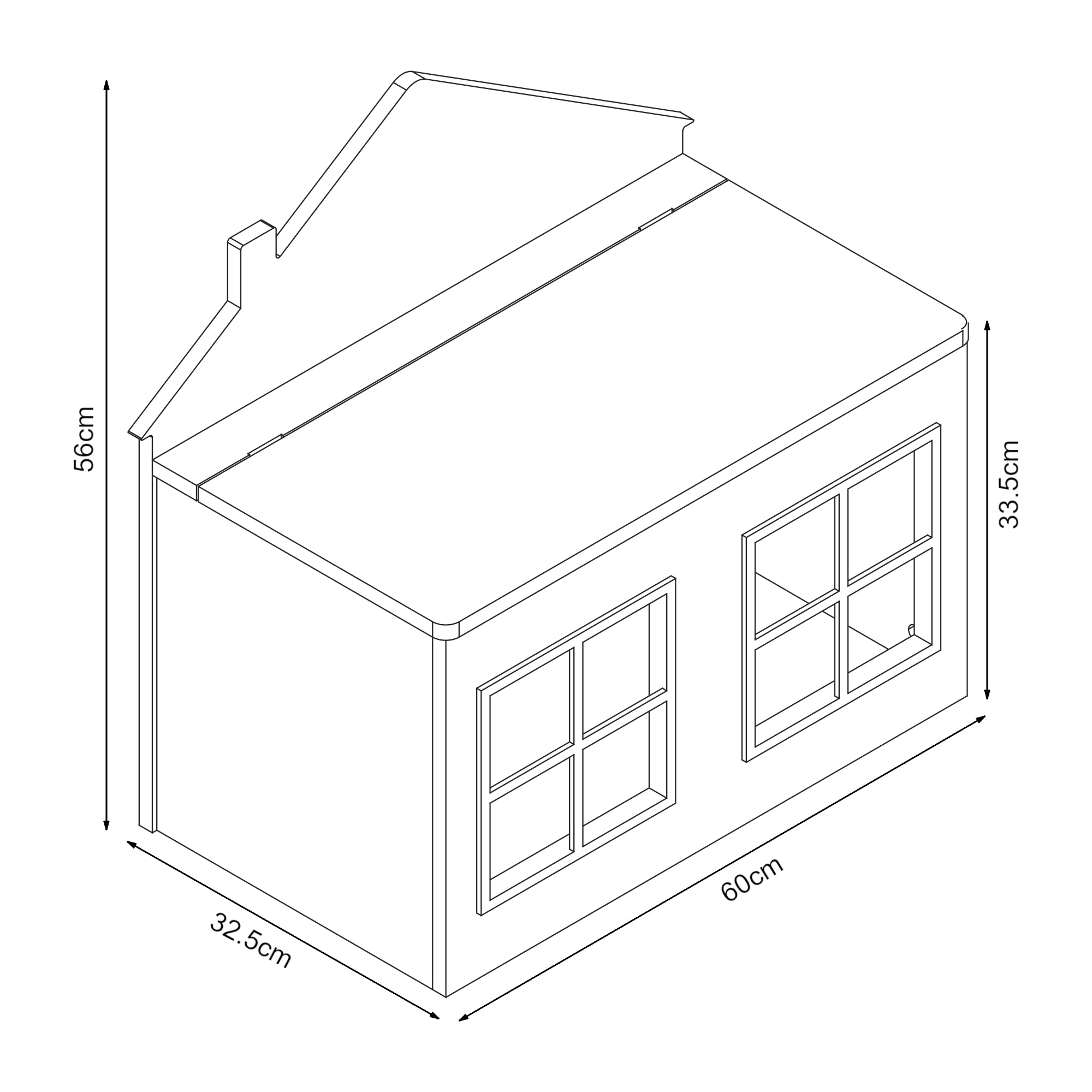 Baule Portagiochi Vipsali per Cameretta Design Casetta 56x60x33 cm Verde / Bianco [en.casa]