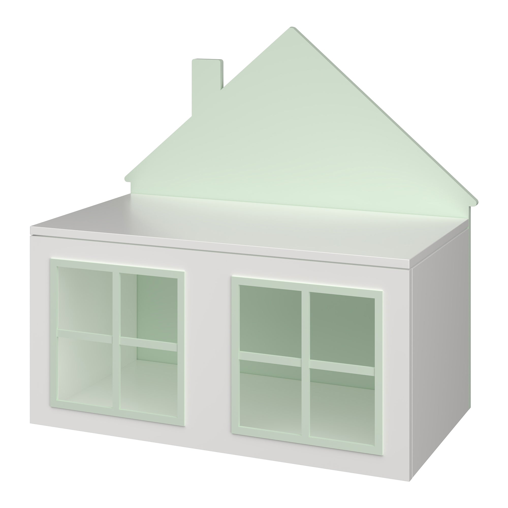 Baule Portagiochi Vipsali per Cameretta Design Casetta 56x60x33 cm Verde / Bianco [en.casa]