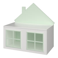 Baule Portagiochi Vipsali per Cameretta Design Casetta 56x60x33 cm Verde / Bianco [en.casa]