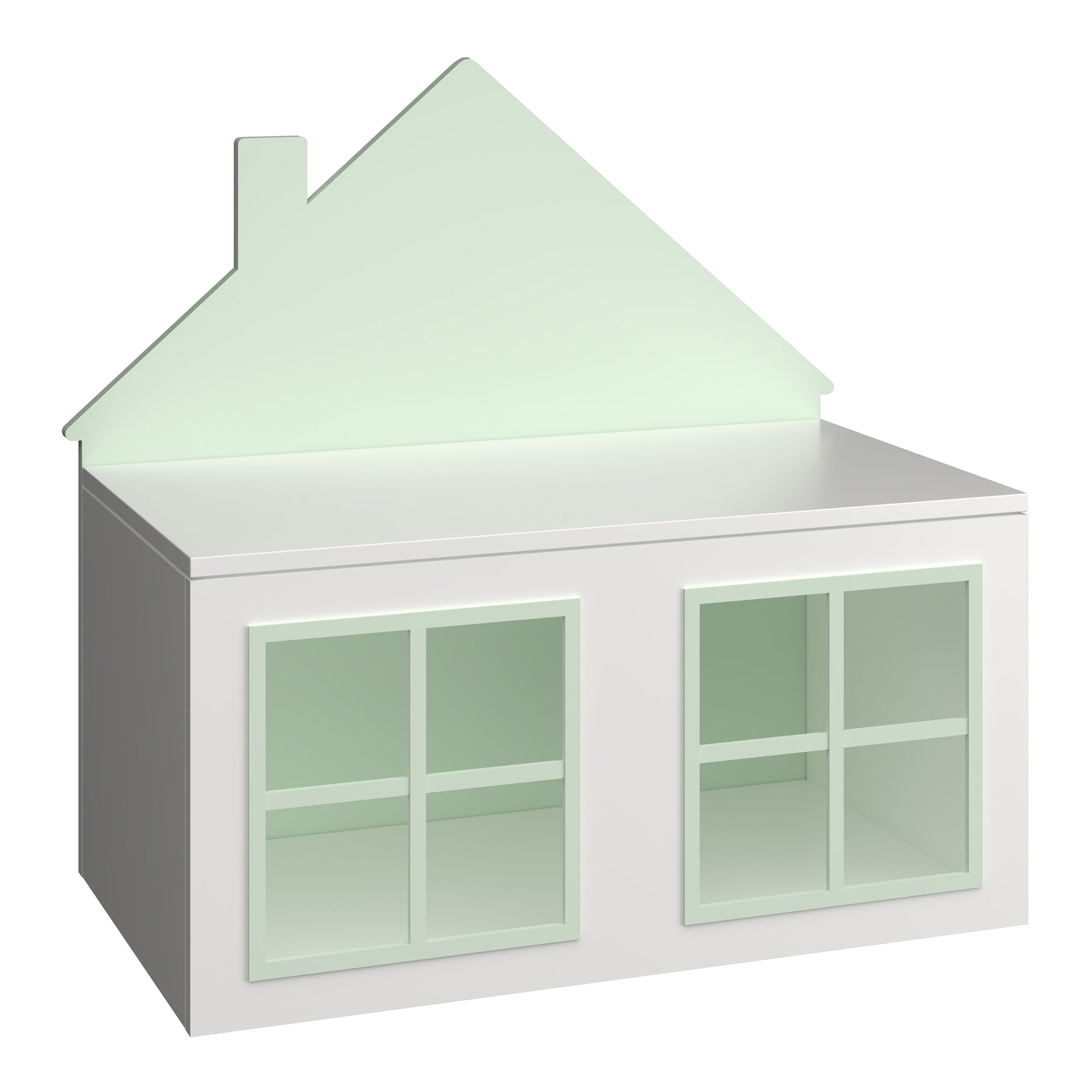 Baule Portagiochi Vipsali per Cameretta Design Casetta 56x60x33 cm Verde / Bianco [en.casa]