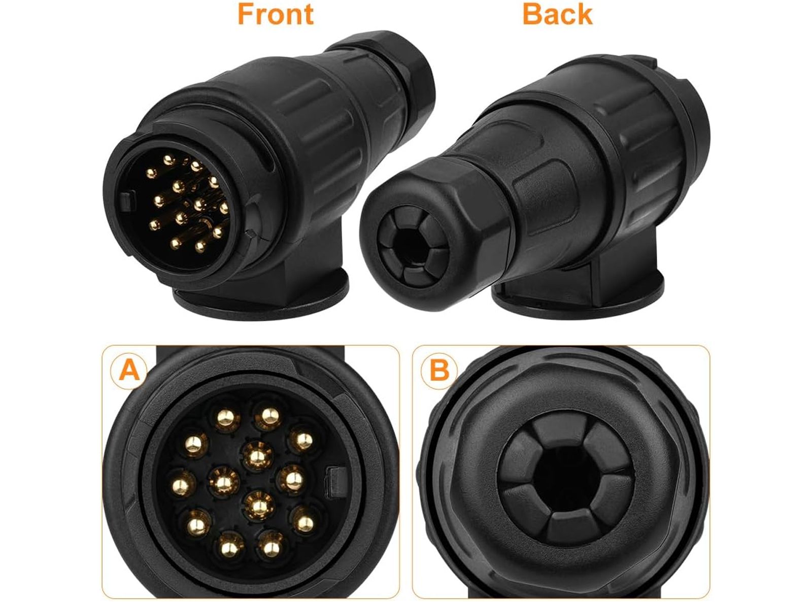 Spina Elettrica 13 Poli 12V Adatta per Rimorchio Autocarro RV Barca Caravan Connettori