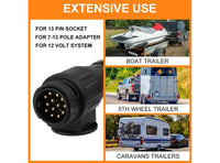 Spina Elettrica 13 Poli 12V Adatta per Rimorchio Autocarro RV Barca Caravan Connettori