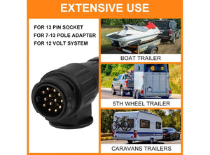 Spina Elettrica 13 Poli 12V Adatta per Rimorchio Autocarro RV Barca Caravan Connettori
