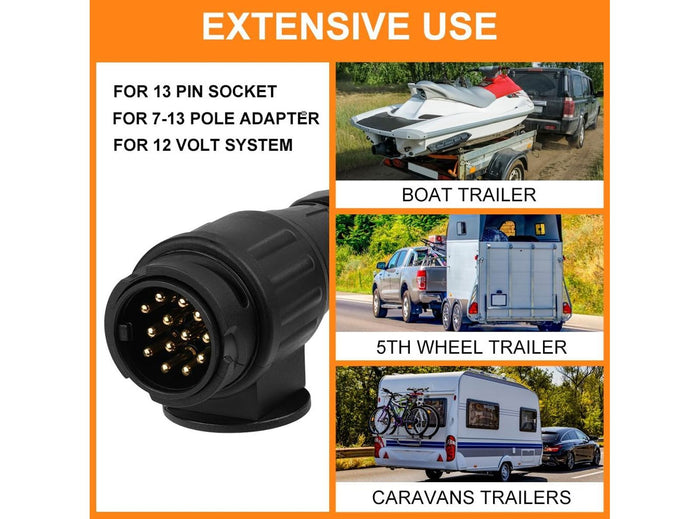 Spina Elettrica 13 Poli 12V Adatta per Rimorchio Autocarro RV Barca Caravan Connettori