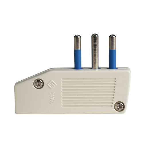 Spina Elettrica Piatta Salvaspazio Laterale 2P+T 10A 250V Max 1500W Uscita Cavo 90 Gradi Bianco