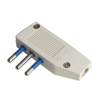 Spina Elettrica Piatta Salvaspazio Laterale 2P+T 10A 250V Max 1500W Uscita Cavo 90 Gradi Bianco