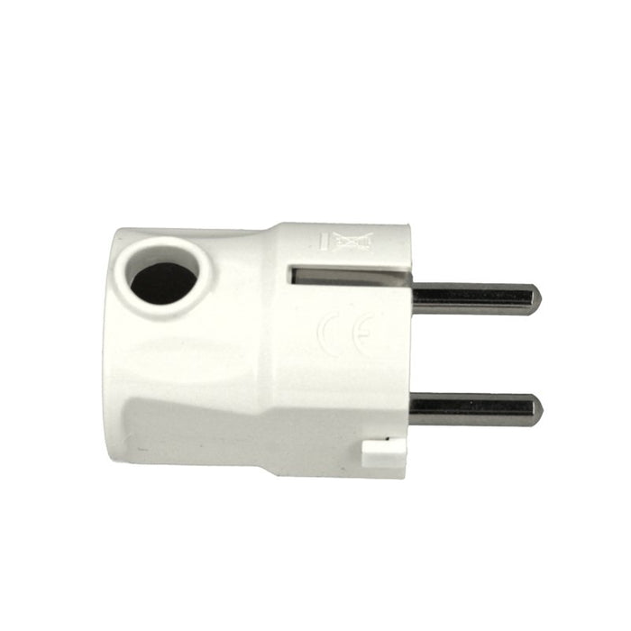 Spina Schuko 16A 250V 3500W 2P+T Uscita Cavo Laterale Multistandard Tedesco Italiano Bianco
