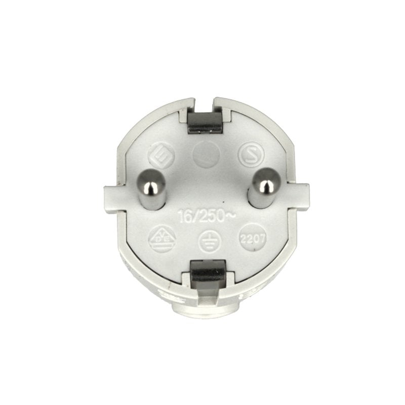 Spina Schuko 16A 250V 3500W 2P+T Uscita Cavo Laterale Multistandard Tedesco Italiano Bianco
