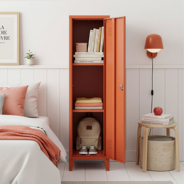 Armadio da Ufficio Kurikka Acciaio Rosso Mattone [en.casa]