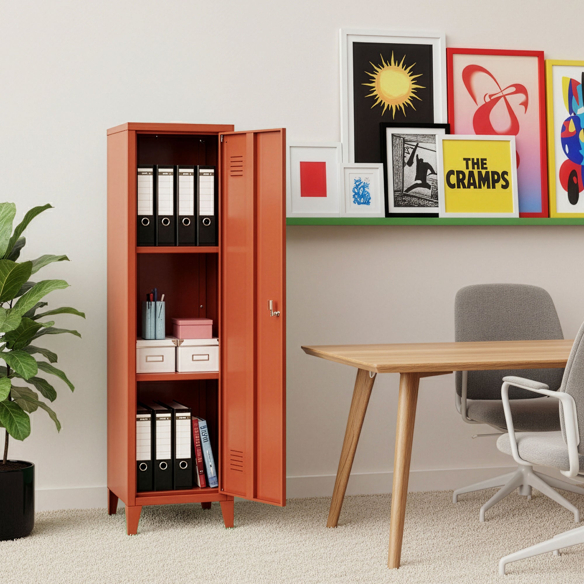 Armadio da Ufficio Kurikka Acciaio Rosso Mattone [en.casa]