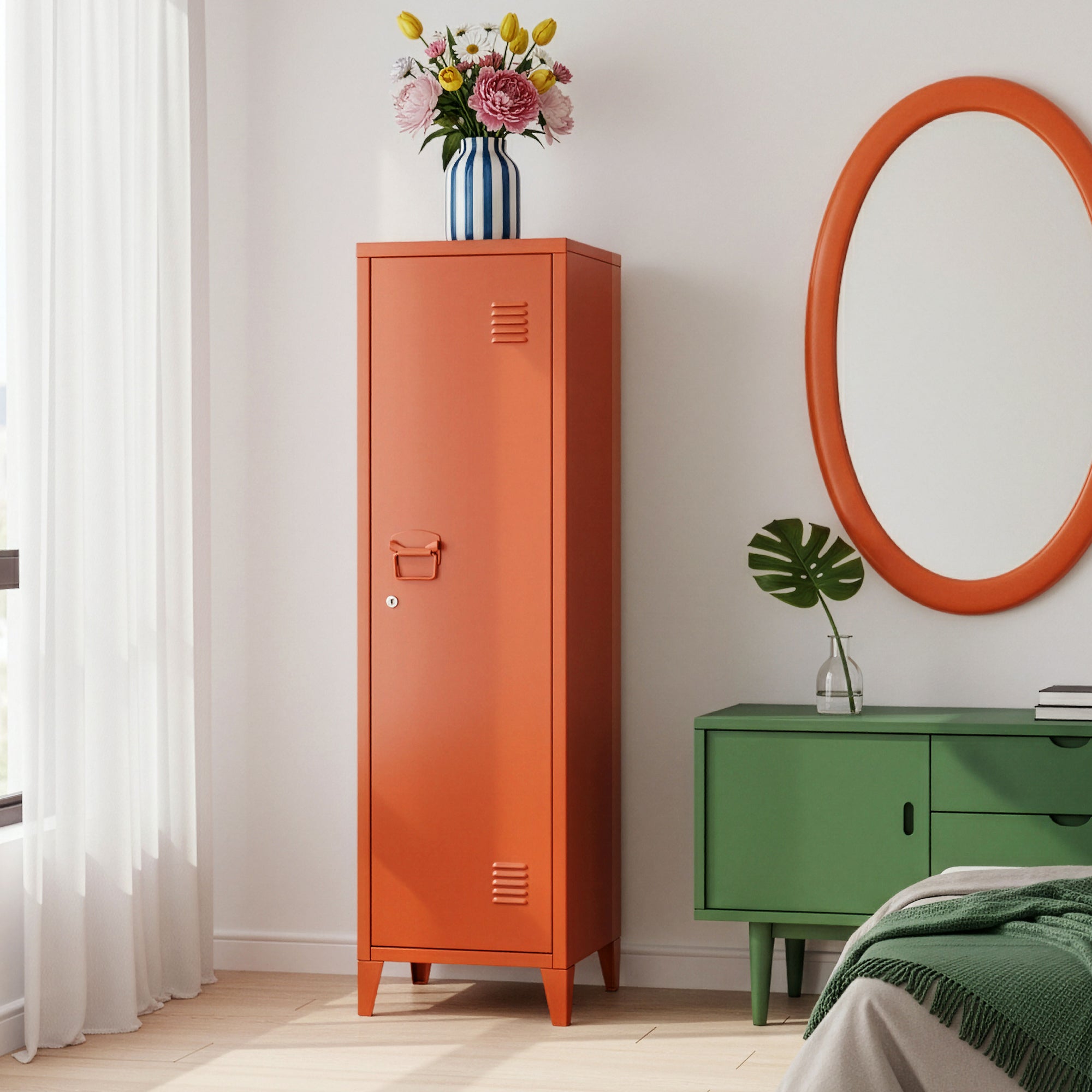 Armadio da Ufficio Kurikka Acciaio Rosso Mattone [en.casa]