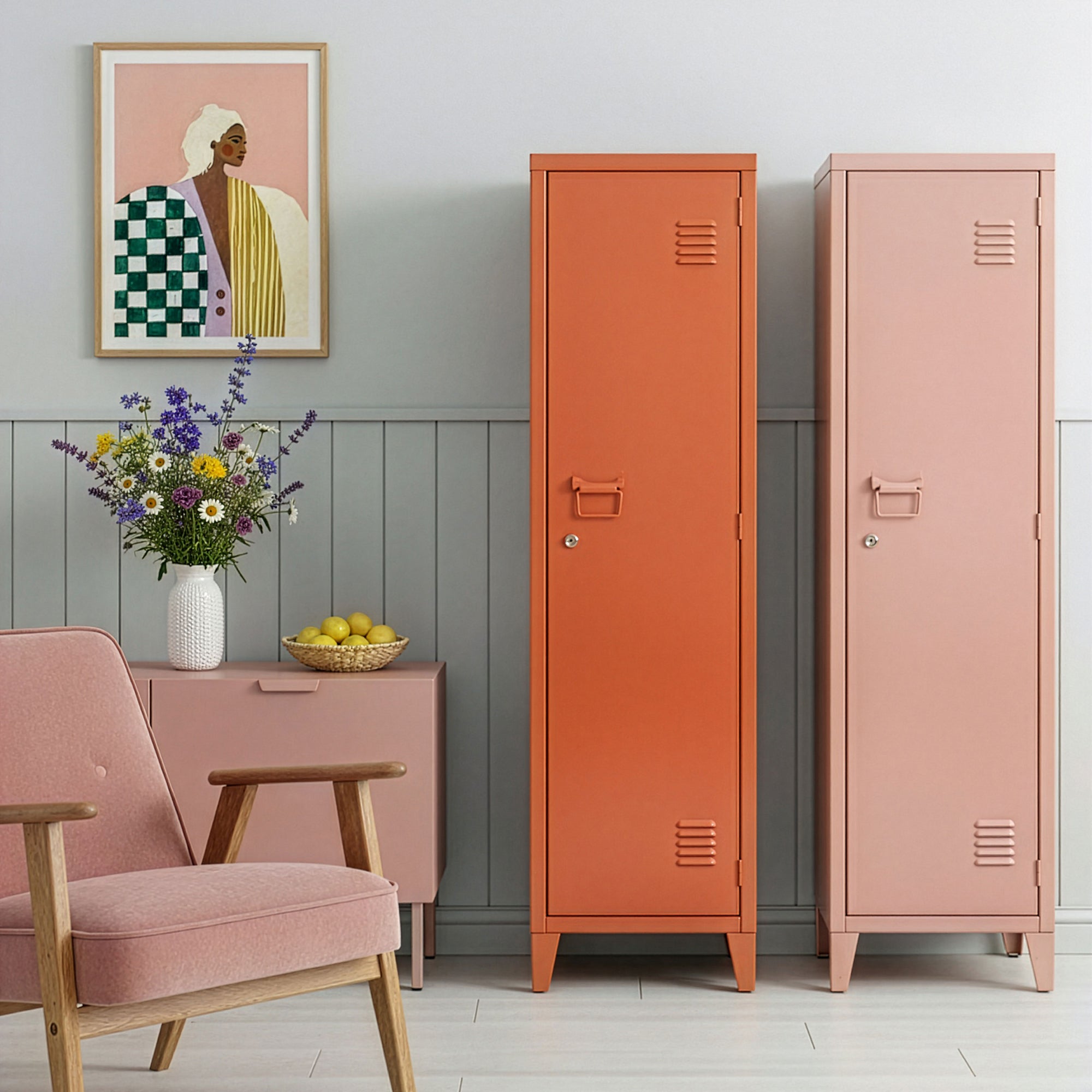 Armadio da Ufficio Kurikka Acciaio Rosso Mattone [en.casa]