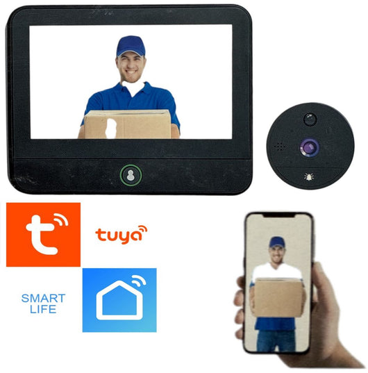 Spioncino Smart Digitale Campanello Senza fili Wireless Wifi con Monitor 4,3 pollici App Tuya