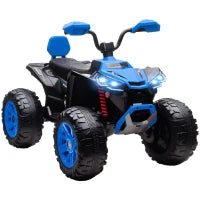 Quad Elettrico per Bambini, a 24V con 4 Ruote, Fari, Porta USB e Funzione MP3, 3-8 Anni, Blu