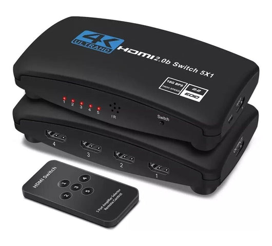 Splitter HDMI 2.0 4K Ultra HD 5 porte per TV console con telecomando QZQ3-5