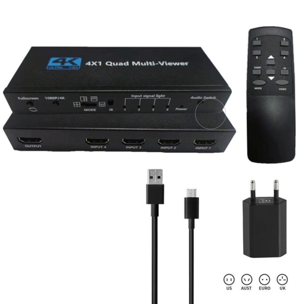 Splitter HDMI 4K Ultra HD switch sdoppiatore 4 porte TV console telecomando QZQF