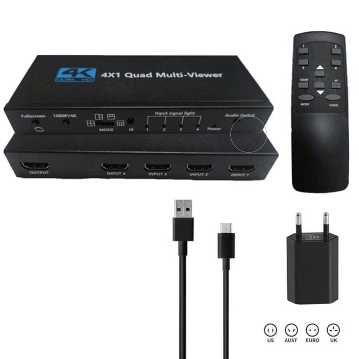 Splitter HDMI 4K Ultra HD switch sdoppiatore 4 porte TV console telecomando QZQF