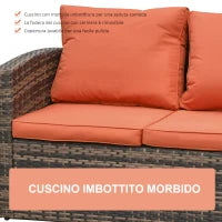 Set da Giardino 6 Pezzi in Rattan con Divani, Poltrone e Tavoli Contenitore, Marrone