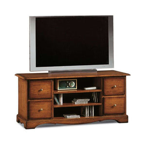 Mobile Porta TV 4 cassetti 3 ripiani arte povera in legno massello e mdf con rifinitura in noce 117X49X53 H