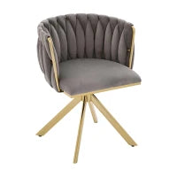 Set da 2 Sedie Girevoli a 180° con Supporto Lombare Ergonomico e Rivestimento Effetto Velluto, 56x50x70 cm, Grigio