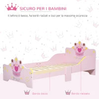 Letto per Bambini con Bordi Rialzati e 6 Gambe in Legno per Cameretta, Lettino per Bimbi da 3-6 Anni, 143x73x60cm, Rosa