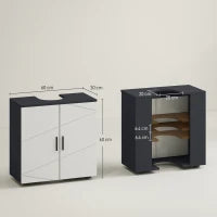 kleankin Mobile Sottolavabo Bagno per Piedistallo con Armadietto 2 Ante, 60x30x60cm, Grigio