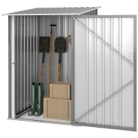 Casetta da Giardino Porta Attrezzi in Acciaio Galvanizzato e Porta, 100x103x160cm, Grigio