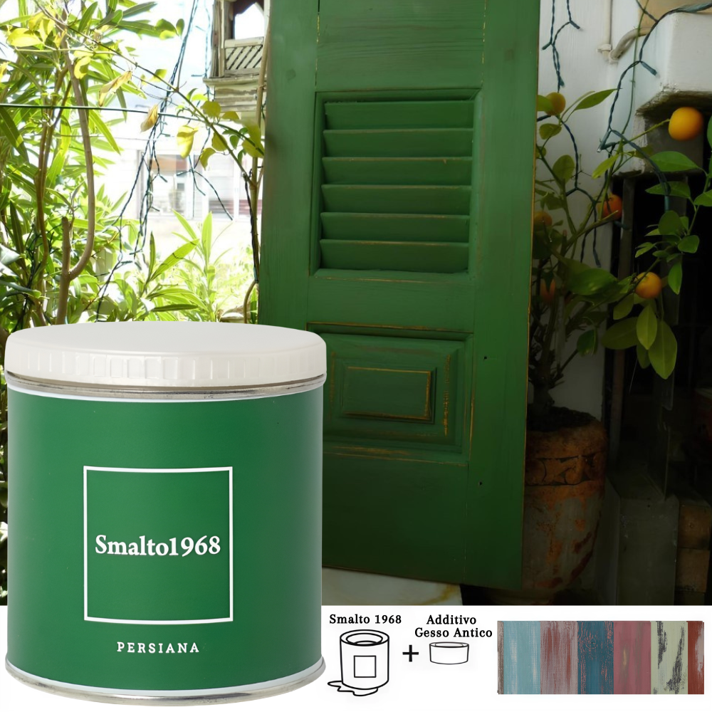 Smalto1968 base acqua gesso antico shabby chic finitura opaca multicolore l 0.5 *** colore- persiana, confezione 1