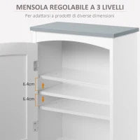 kleankin Mobile Pensile Bagno a un'Anta con Mensola Regolabile, 41x18.5x52cm, Bianco e Grigio