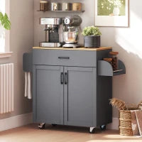 Isola da Cucina con Ruote, Cassetto e Ante 105x36x85 cm, Grigio