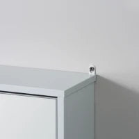 Armadietto Bagno con Specchio a 2 Ante, Specchio Bagno Contenitore con Ripiano Regolabile in Legno, 48x14.5x45cm, Grigio