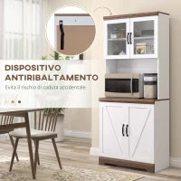 Dispensa Cucina in MDF con Armadietto Superiore e Inferiore a 2 Ante e Piano di Lavoro, 72x40x178 cm