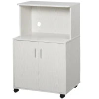 Carrello Dispensa per Microonde con 2 Porte, 60,4L x 40,3l x 97H cm, Bianco