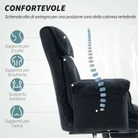 Sedia da Ufficio Reclinabile con Poggiapiedi, Schienale Alto, Altezza Regolabile e Ruote, Nero