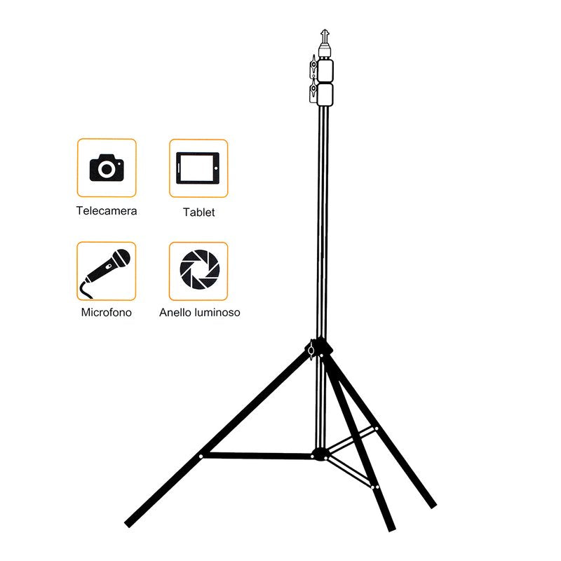 Staffa Triangolare Regolabile Max 210 cm, Supporto per Luce Anello e Ecc