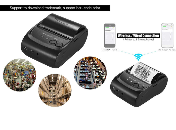 Stampante Termica Portatile Bisofice POS-5802LN 58 mm Bluetooth/USB per Ricevute, Scontrini & Ticket – Batteria 1500 mAh, ESC/POS, 203 dpi