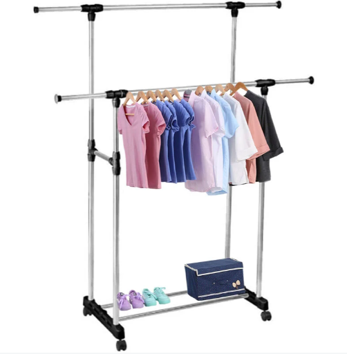 Stand appendiabiti da terra attaccapanni abiti 155 X 80 x 42mm doppio 69065