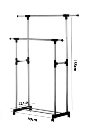 Stand appendiabiti da terra attaccapanni abiti 155 X 80 x 42mm doppio 69065