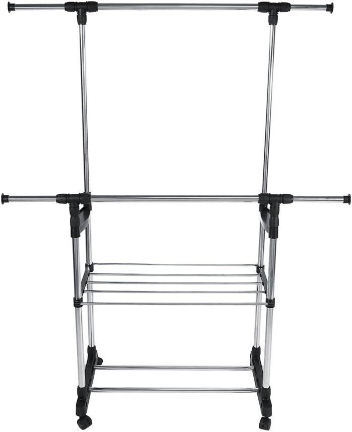 Stand appendiabiti da terra attaccapanni abiti 155 x 80 x 42mm doppio 69063