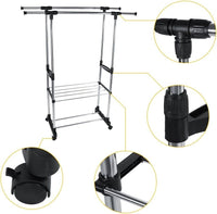 Stand appendiabiti da terra attaccapanni abiti 155 x 80 x 42mm doppio 69063