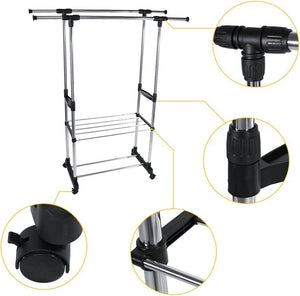 Stand appendiabiti da terra attaccapanni abiti 155 x 80 x 42mm doppio 69063